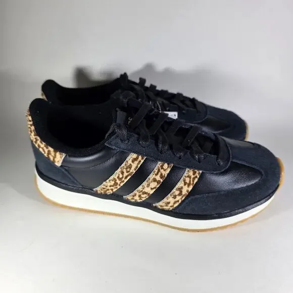 Adidas womens run 70s 2.0 core black leopard stripe sneakers size 7.5 - Picture 6 of 8